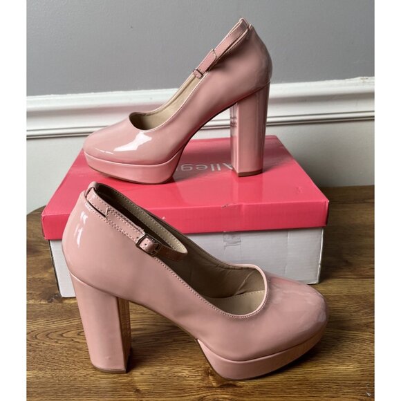 Allegra K Women's Platform Ankle Strap Chunky Heel Mary Janes Pumps 9, Pink - Picture 1 of 9